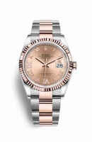 Copie Montre Rolex Datejust 36 Everose Roles ou Oystersteel 18 ct Everose or 126231 Rose ensemble de diamants Cadran m126231-0028