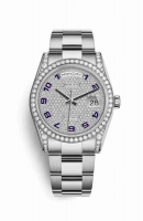 Copie Montre Rolex Day-Date 36 Cosses en or blanc 18 carats serties de diamants 118389 Cadran pave de diamants m118389-0123