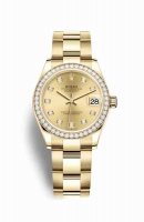 Copie Montre Rolex Datejust 31 or jaune 18 carats 278288RBR Champagne-couleur diamants Cadran m278288rbr-0012