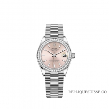 Rolex Datejust 31 or blanc cadran rose bracelet President