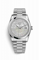 Copie Montre Rolex Day-Date 36 Platinum 118206 Carrousel de nacre blanche Cadran m118206-0122