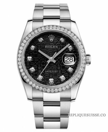 Réplique Rolex Datejust 36mm cadran jubile en acier inoxydable noir 116244 BKJDO