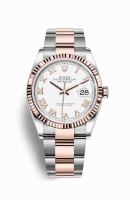 Copie Montre Rolex Datejust 36 Everose Roles ou Oystersteel 18 ct Everose or 126231 cadran blanc m126231-0016