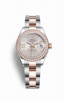 Copie Montre Rolex Datejust 28 Everose Roles ou Oystersteel 18 ct Everose or RBR Sundust set diamants Cadran m279381rbr-0020