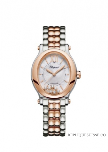 Réplique Chopard Happy Sport Ovale Or Rose 18K En Acier Inoxydable Et Diamants