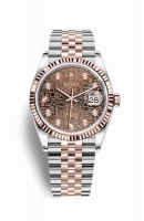 Copie Montre Rolex Datejust 36 Everose Roles ou Oystersteel 18 ct Everose or 126231 Chocolat Jubile design set diamants Cadran m126231-0025