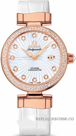 Omega De Ville Ladymatic Dames Blanc MOP Diamant 425.68.34.20.55 Montre Réplique