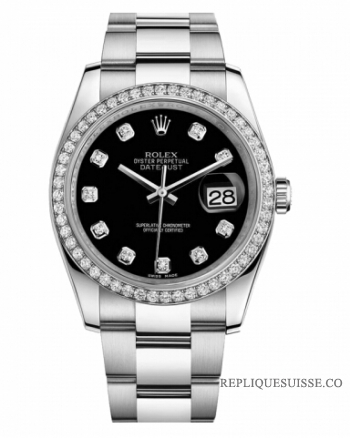 Réplique Rolex Datejust 36mm cadran en acier inoxydable noir 116244 BKDO