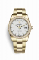 Copie Montre Rolex Day-Date 36 Or jaune 18 ct 118348 Cadran Blanc m118348-0098