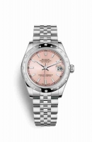 Copie Montre Rolex Datejust 31 Blanc Roles ou Oystersteel 18 carats en or blanc 178344 Rose Cadran m178344-0043