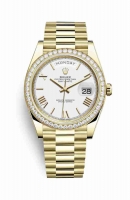 Copie Montre Rolex Day-Date 40 Or jaune 18 ct 228348RBR Cadran Blanc m228348rbr-0034