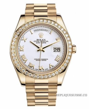 Réplique Rolex Day Date II President jaune or Blanc cadran 218348 WRP Mon 218348 WRP