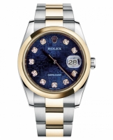 Réplique Rolex Datejust en acier et or 36mm en or jaune Cadran Bleu Jubil 116203 BLJDO