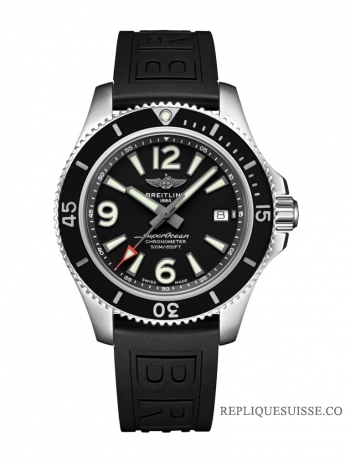 Breitling Superocean 42 cadran noir bracelet en caoutchouc noir pour hommes