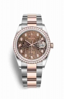 Copie Montre Rolex Datejust 36 Everose Roles ou Oystersteel 18 ct Everose or 126281RBR Chocolat Jubile design serti de diamants Cadran m126281rbr-0014