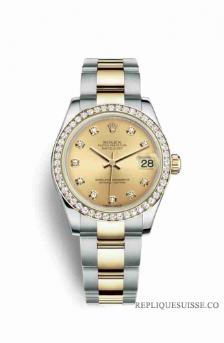 Copie Montre Rolex Datejust 31 Jaune Rolesor Oystersteel or jaune 18 ct 178383 Champagne-diamants de couleur Cadran m178383-0013