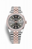 Copie Montre Rolex Datejust 36 Everose Roles ou Oystersteel 18 ct Everose or 126281RBR Cadran rhodium fonce m126281rbr-0001