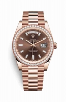 Copie Montre Rolex Day-Date 40 18 carats Everose or 228345RBR Set diamants chocolat Cadran m228345rbr-0006