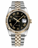 Réplique Rolex Datejust 36mm acier et Jaune or noir Jubilee Dial 116233 BKJRJ