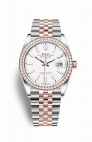 Copie Montre Rolex Datejust 36 Everose Roles ou Oystersteel 18 ct Everose or 126281RBR cadran blanc m126281rbr-0005