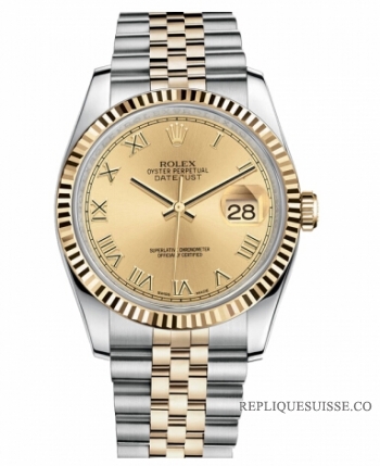 Réplique Rolex Datejust 36mm acier et Jaune or Champagne Dial 116233 CHRJ