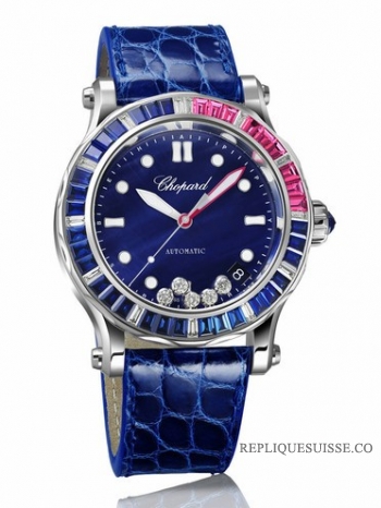 Copie Montre Chopard Happy Ocean Rose Rouge Calendrier Dames 274945-1002