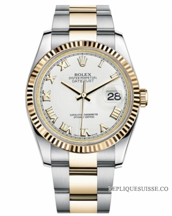 Réplique Rolex Datejust 36mm acier et Jaune or blanc Dial 116233 WRO