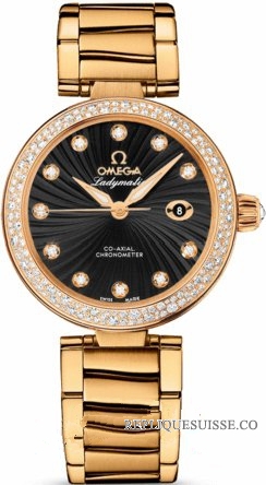 Omega De Ville Ladymatic Dames noir Dial Diamant Or 425.65.34 Montre Réplique