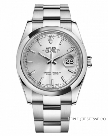 Réplique Rolex Datejust en acier de 36mm d?me lunette cadran argente 116200 SSO