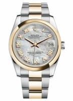 Réplique Rolex Datejust en acier et or 36mm en or jaune MOP Dial 116203 MRO