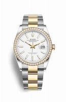 Copie Montre Rolex Datejust 36 Jaune Roles ou Oystersteel Or jaune 18 ct 126283RBR Cadran Blanc m126283rbr-0006