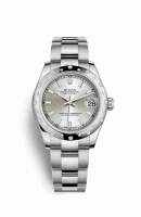 Copie Montre Rolex Datejust 31 Blanc Role ou Oystersteel Or blanc 18 carats 178344 Argent Cadran m178344-0026