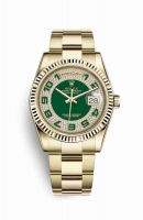 Copie Montre Rolex Day-Date 36 Or jaune 18 ct 118238 Diamant vert pave Cadran m118238-0473