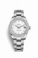 Copie Montre Rolex Datejust 31 Blanc Roles ou Oystersteel Or blanc 18 carats 178384 Blanc Cadran m178384-0020