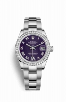 Copie Montre Rolex Datejust 31 Blanc Roles ou Oystersteel or blanc 18 carats 178384 Violet ensemble diamants Cadran m178384-0027