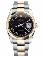 Réplique Rolex Datejust en acier et or 36mm en or jaune Cadran Noir Sunbe 116203 BKSBRO