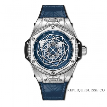 Réplique Hublot Big Bang One Click Sang Bleu Acier Bleu Diamants