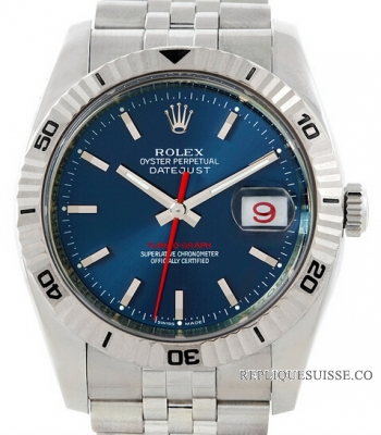 Réplique Rolex Datejust Turn-O-Graph acier inoxydable cadran bleu 116264