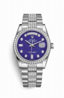 Copie Montre Rolex Day-Date 36 Platinum 118346 Lapis-lazuli sertie de diamants Cadran m118346-0089