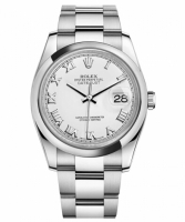 Réplique Rolex Datejust en acier de 36mm d?me lunette cadran blanc 116200 WRO