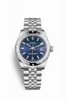 Copie Montre Rolex Datejust 31 Blanc Roles ou Oystersteel or blanc 18 carats 178344 Cadran bleu m178344-0046