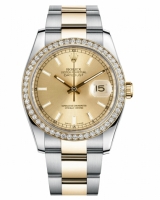 Réplique Rolex Datejust en acier et cadran Or jaune Champagne 116243 CHIO