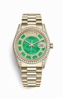 Copie Montre Rolex Day-Date 36 Or jaune 18 ct ensemble de cosses 118388 Carousel de vert jade Cadran m118388-0157