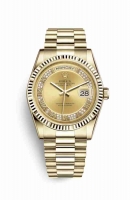 Copie Montre Rolex Day-Date 36 Or jaune 18 ct 118238 Ensemble de diamants couleur Champagne Cadran m118238-0126