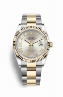 Copie Montre Rolex Datejust 36 Jaune Rolesor Oystersteel or jaune 18 ct 126233 Argent serti de diamants Cadran m126233-0032