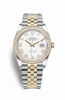 Copie Montre Rolex Datejust 36 Jaune Rolesor Oystersteel or jaune 18 ct 126283RBR cadran blanc m126283rbr-0015