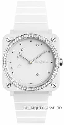 Bell Ross Instruments BR S Quartz Blanc Aigle Diamants Ceramique 39mm BRS-EW-CE-LGD/SCE