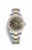 Copie Montre Rolex Datejust 31 Jaune Rolesor Oystersteel or jaune 18 ct 178383 Nacre noire Design Jubilee diamants Set Cadran m178383-0056