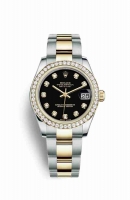 Copie Montre Rolex Datejust 31 Jaune Rolesor Oystersteel or jaune 18 ct 178383 Noir ensemble diamants Cadran m178383-0054