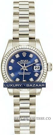 Rolex Datejust President (WG/bleu-Diamants/WG) 179179 Montre Réplique